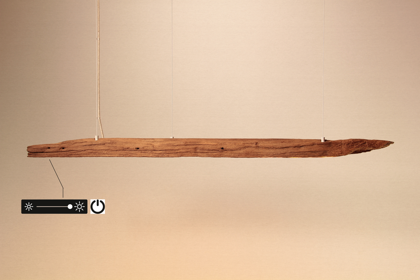 Eettafel lamp / LED strip / 127 cm eiken tak