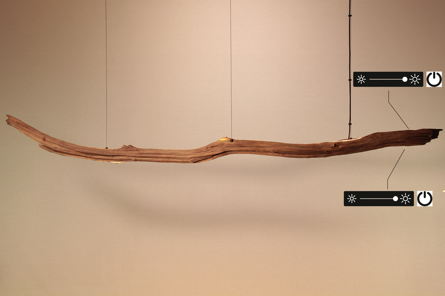 LED lampada da tavolo da pranzo - pezzo unico fatto a mano - 240cm ramo di quercia