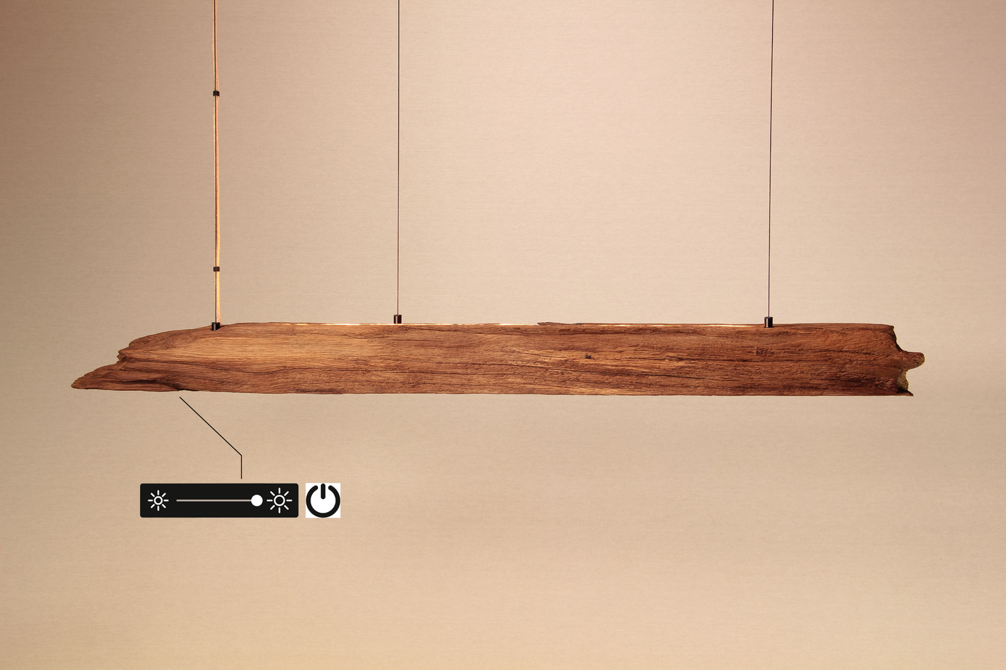 Eettafel lamp - handgemaakt uniek stuk - 126cm eiken balk