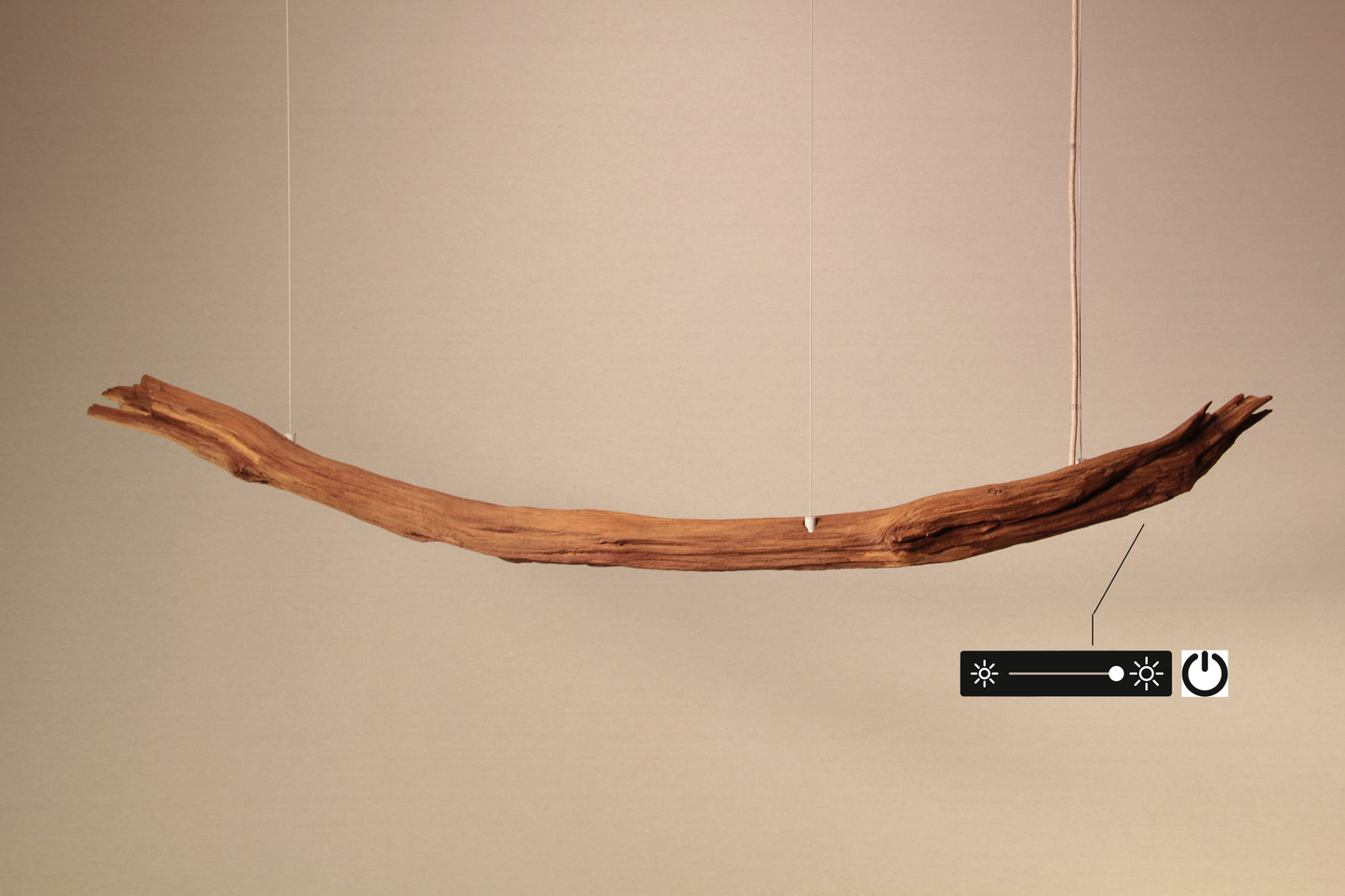 Lampe de table - fait main pièce unique - 135cm branche de chêne