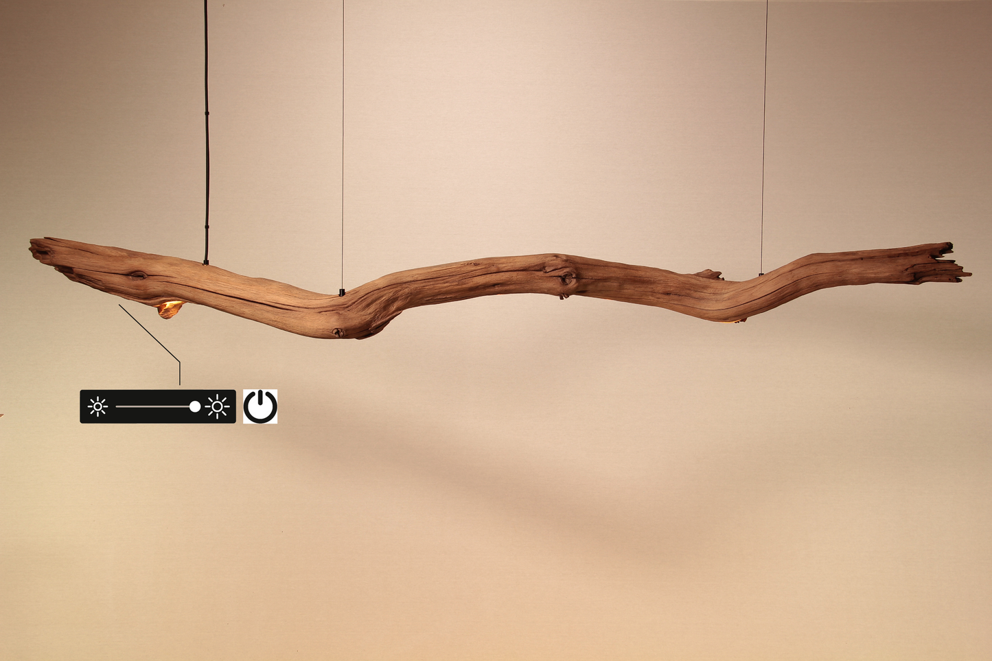 Lampe de table à manger - fait main pièce unique - 210cm branche de chêne