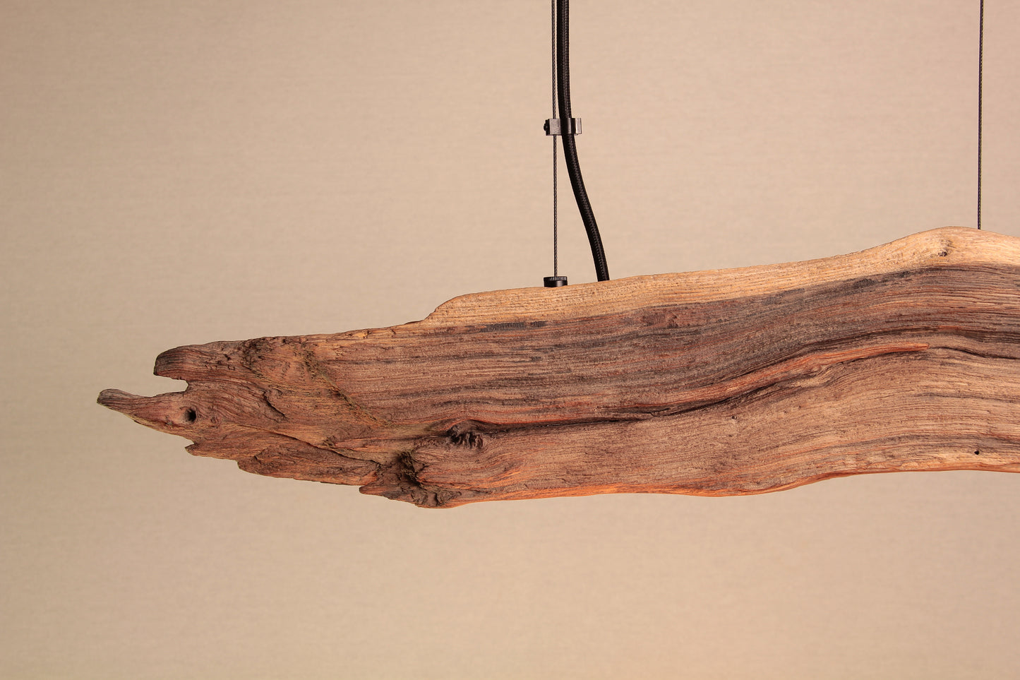LED lampe de table à manger - fait main pièce unique - 133cm branche de chêne