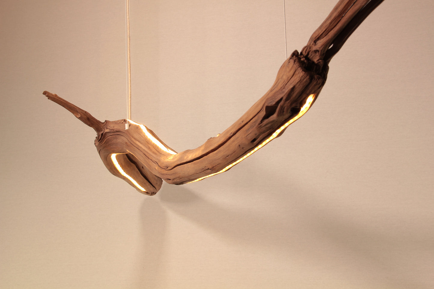 LED lampe de table à manger - fait main pièce unique - 181cm branche de chêne