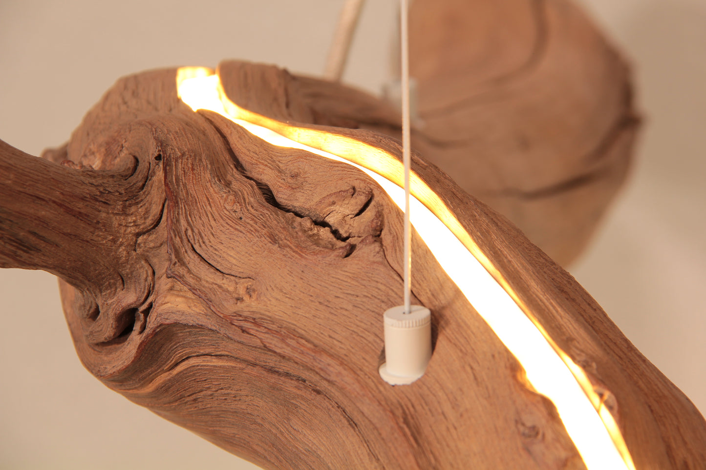 LED lampe de table à manger - fait main pièce unique - 181cm branche de chêne