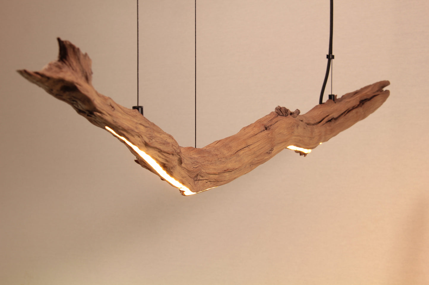 Eettafel lamp / LED strip / 130 cm eiken tak