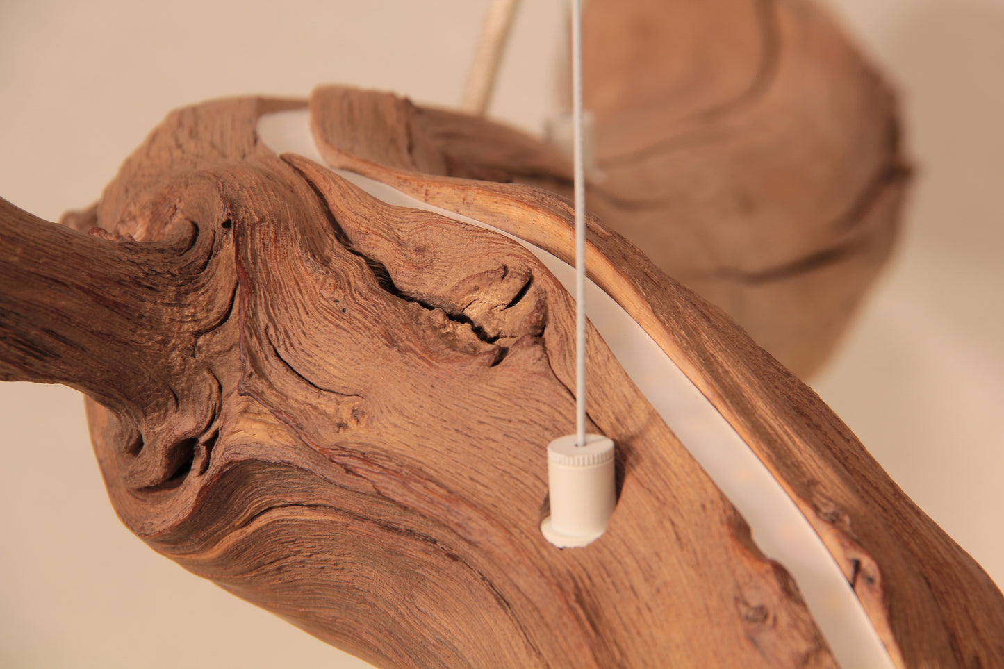 LED lampe de table à manger - fait main pièce unique - 181cm branche de chêne
