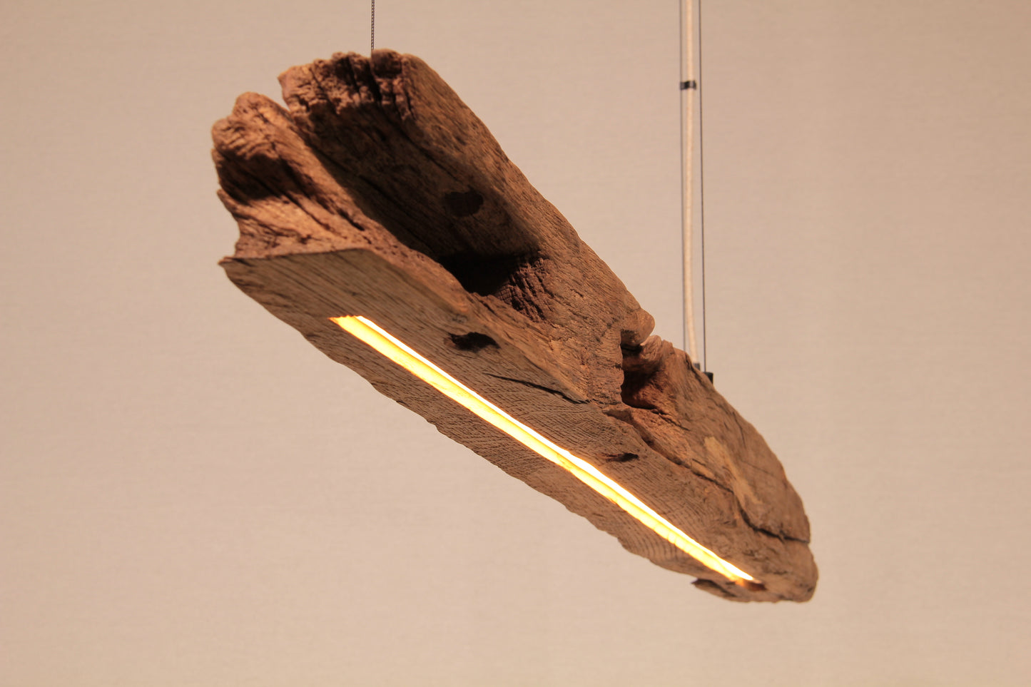 Eettafel lamp - handgemaakt uniek stuk - 126cm eiken balk
