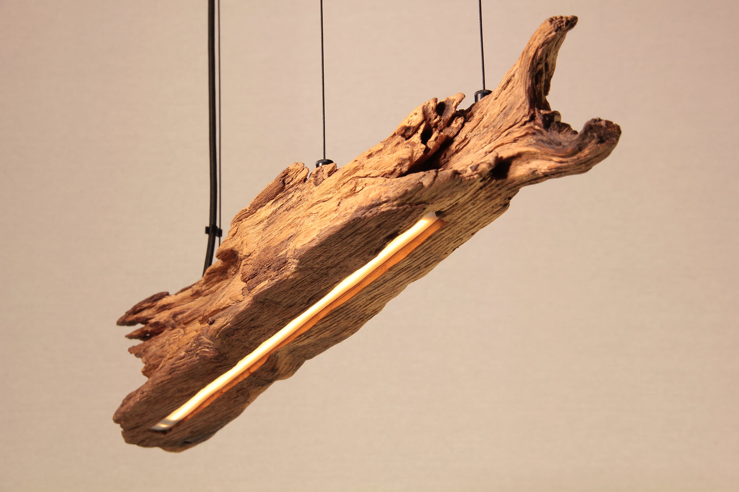 Lampe de table à manger - fait main pièce unique - 80cm poutre en chêne