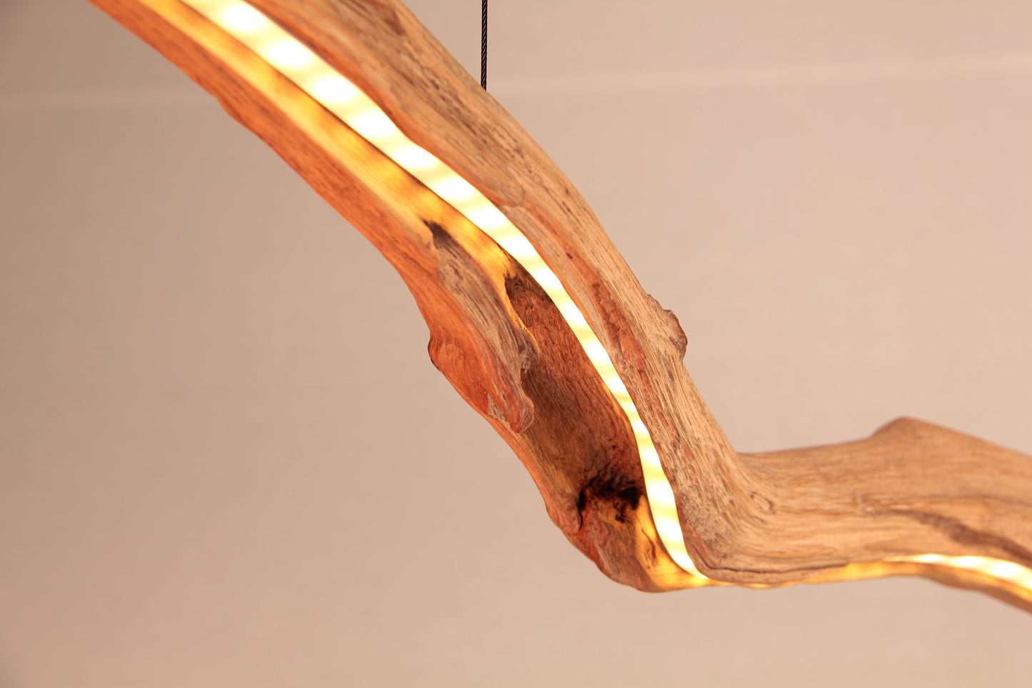Eettafel lamp - handgemaakt uniek stuk - 153cm eiken tak