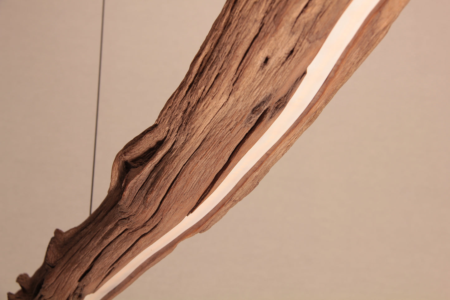 LED lampe de table à manger - fait main pièce unique - 133cm branche de chêne