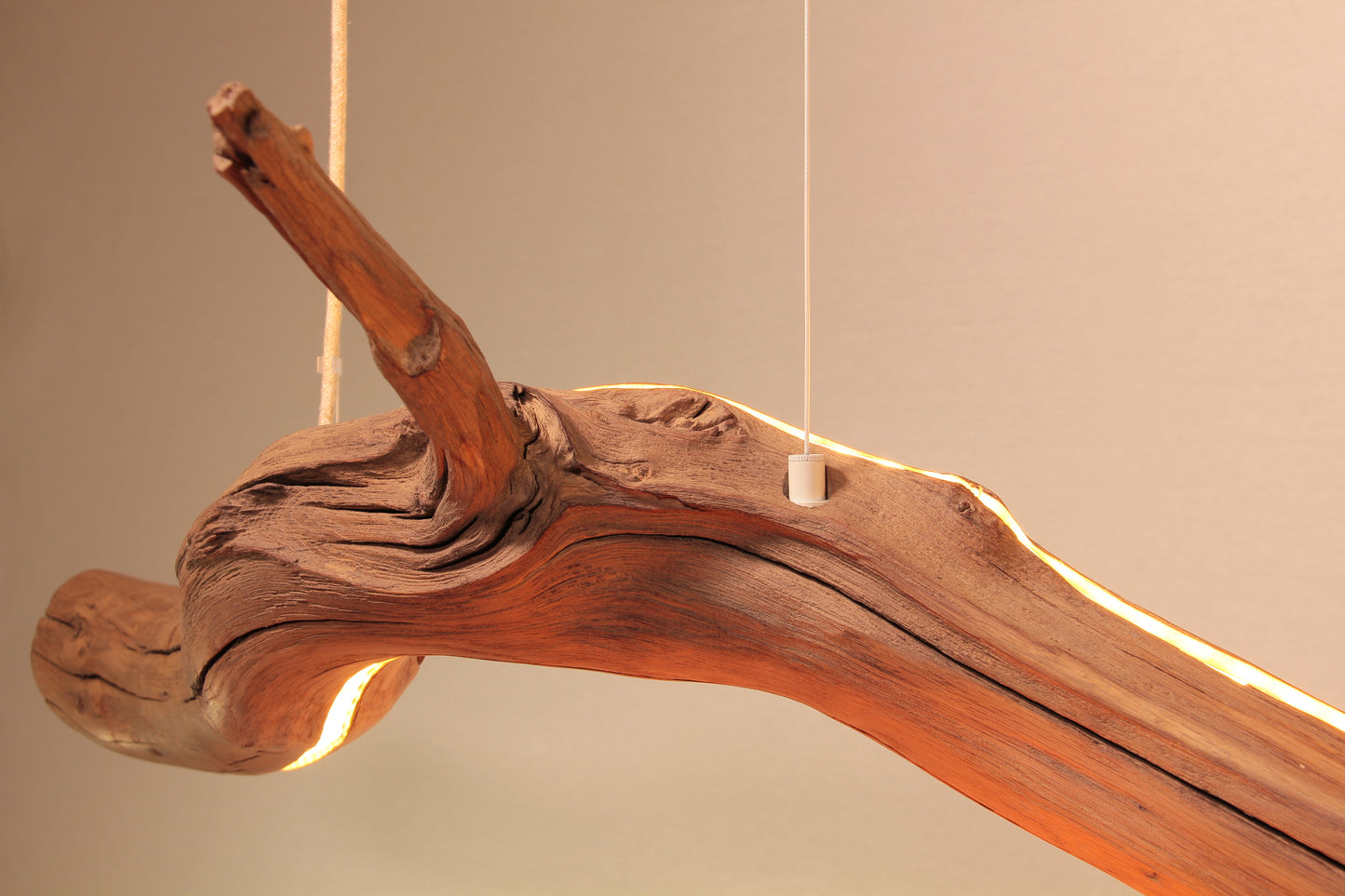 LED lampe de table à manger - fait main pièce unique - 181cm branche de chêne