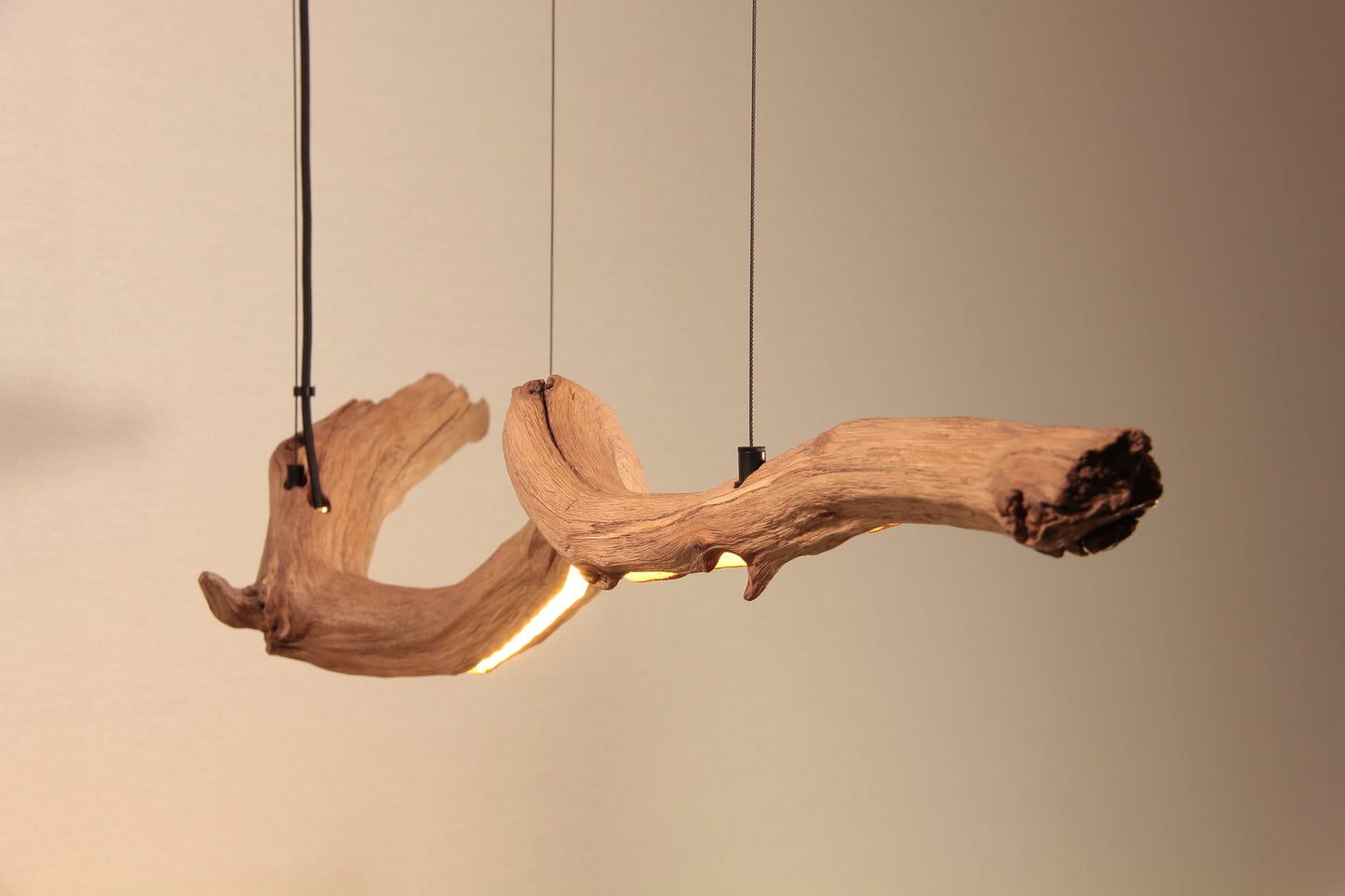 Eettafel lamp - handgemaakt uniek stuk - 153cm eiken tak