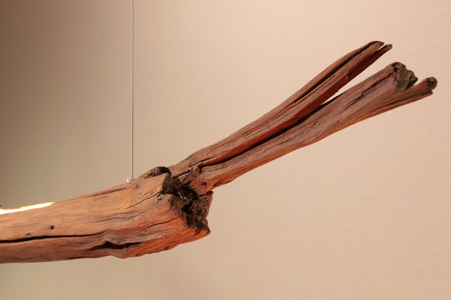 LED lampe de table à manger - fait main pièce unique - 181cm branche de chêne