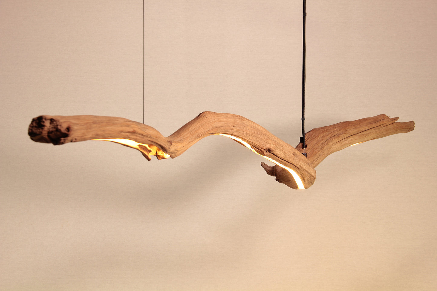Eettafel lamp - handgemaakt uniek stuk - 153cm eiken tak