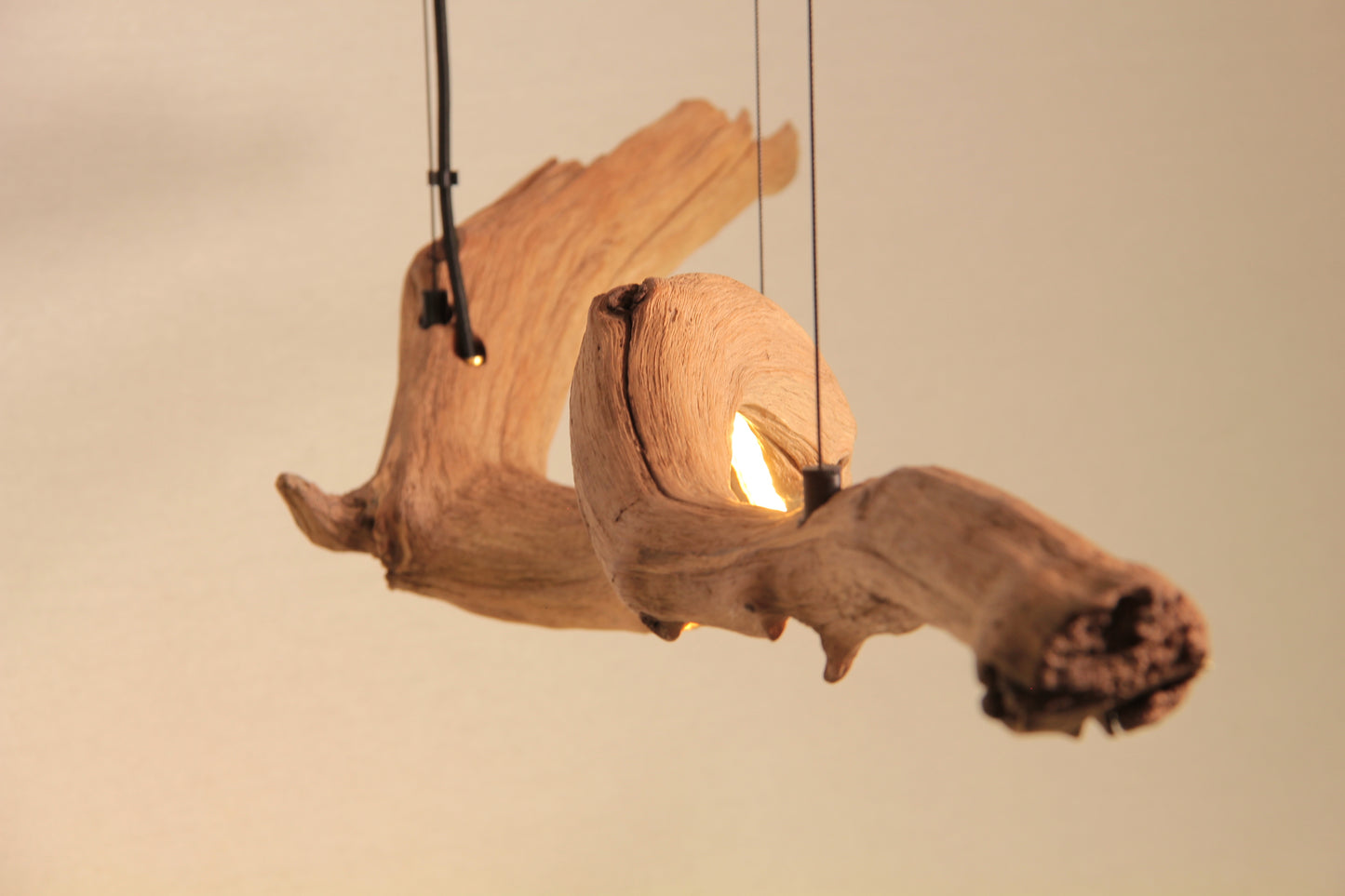 Eettafel lamp - handgemaakt uniek stuk - 153cm eiken tak
