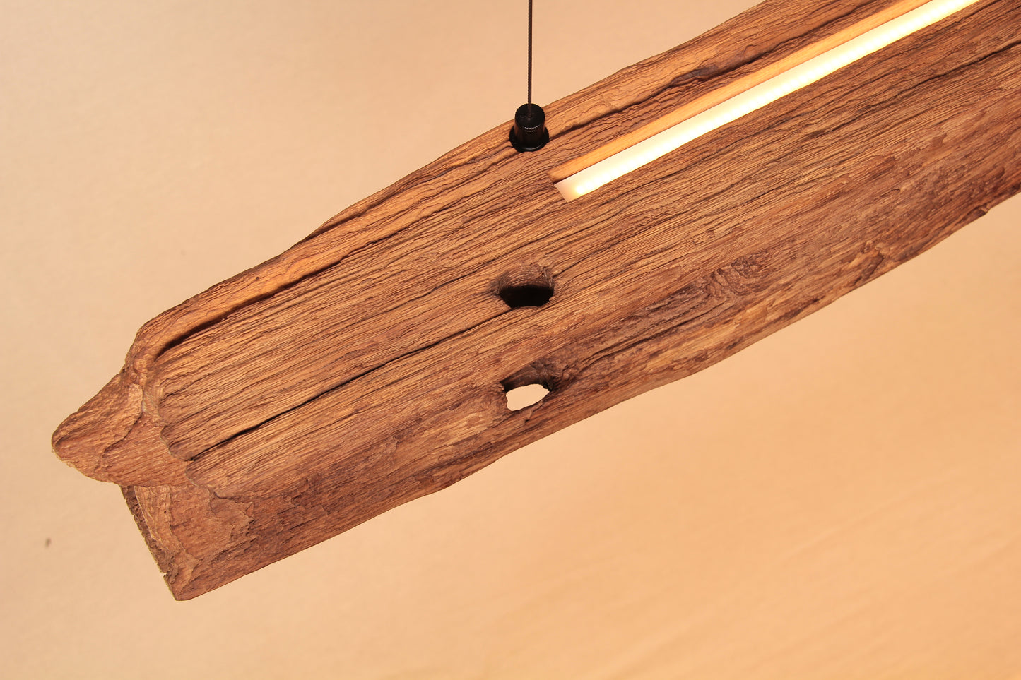 Eettafel lamp - handgemaakt uniek stuk - 126cm eiken balk
