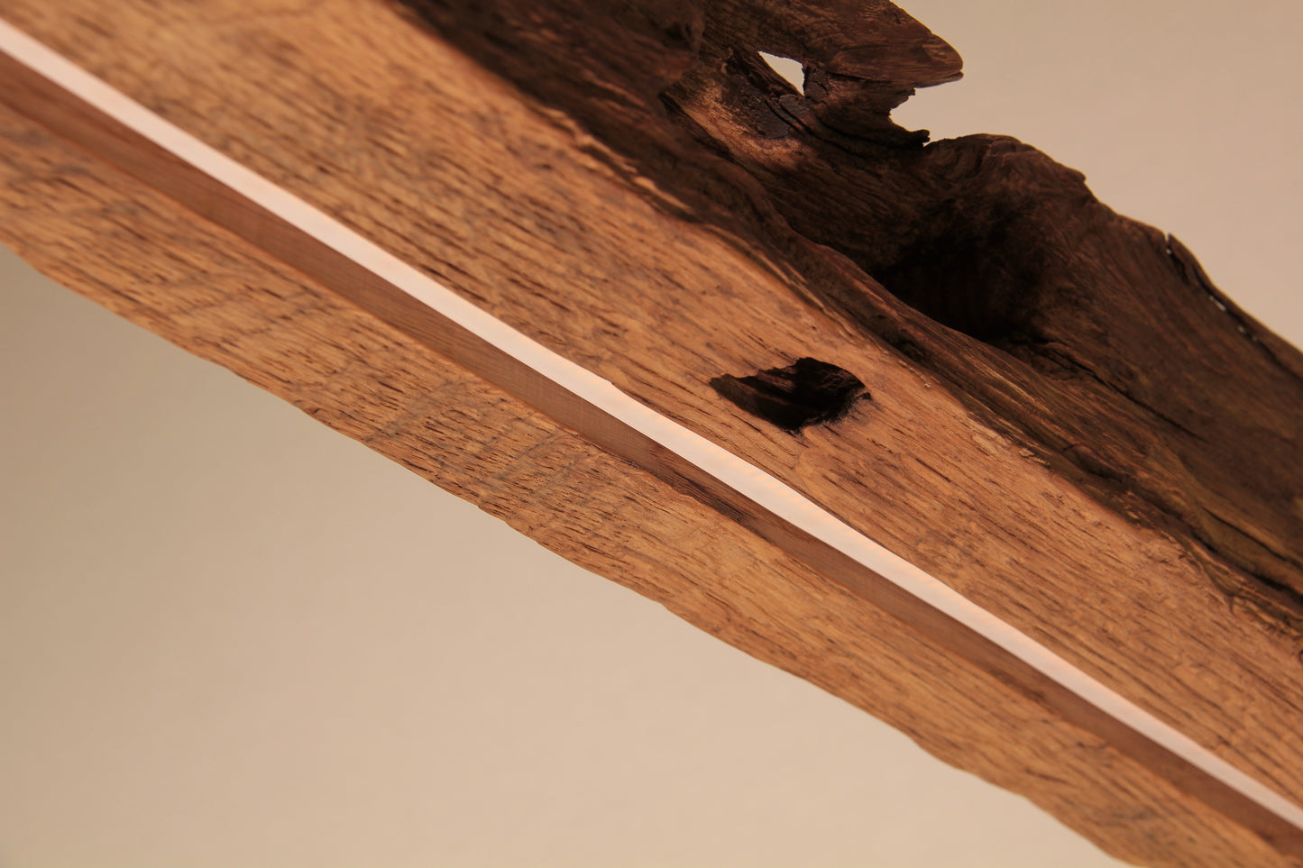 Eettafel lamp - handgemaakt uniek stuk - 126cm eiken balk