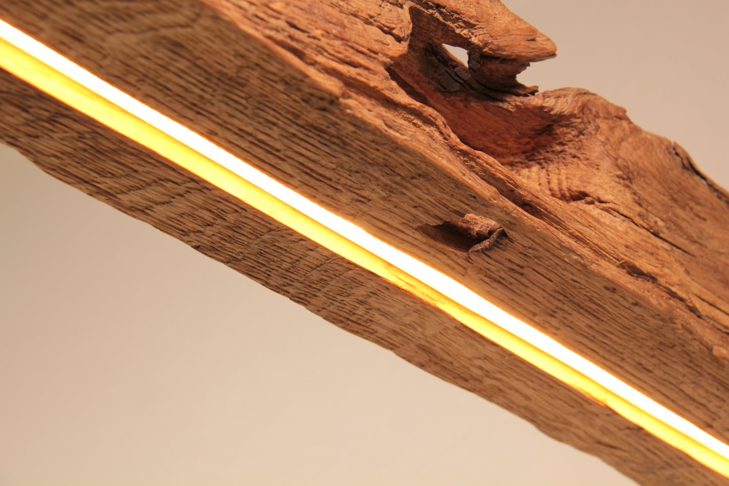 Eettafel lamp - handgemaakt uniek stuk - 126cm eiken balk