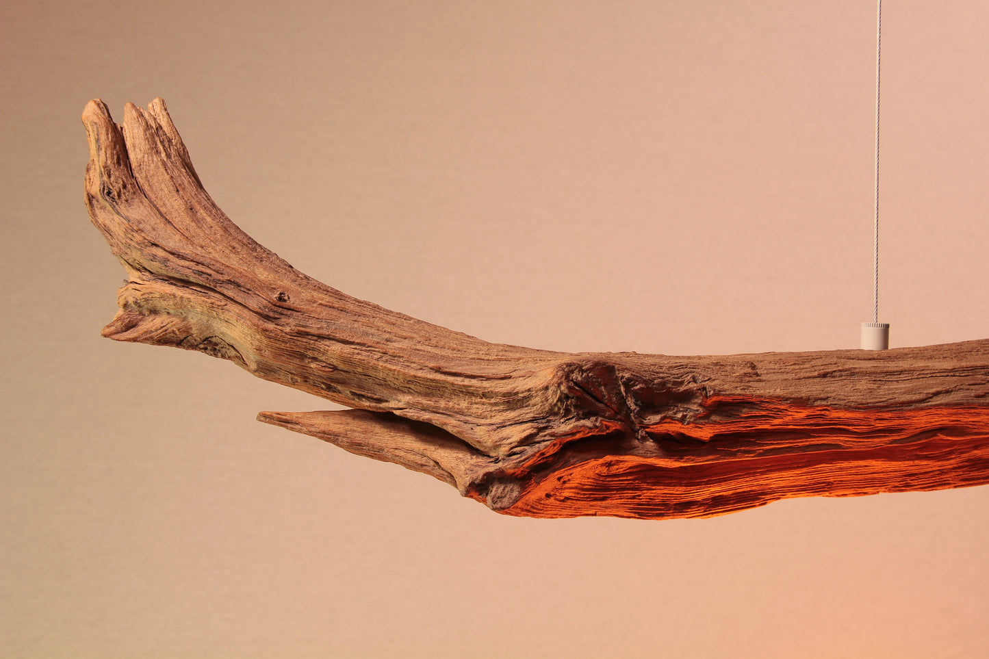 Lampe de table à manger - fait main pièce unique - 190cm branche de chêne - LED-Retro