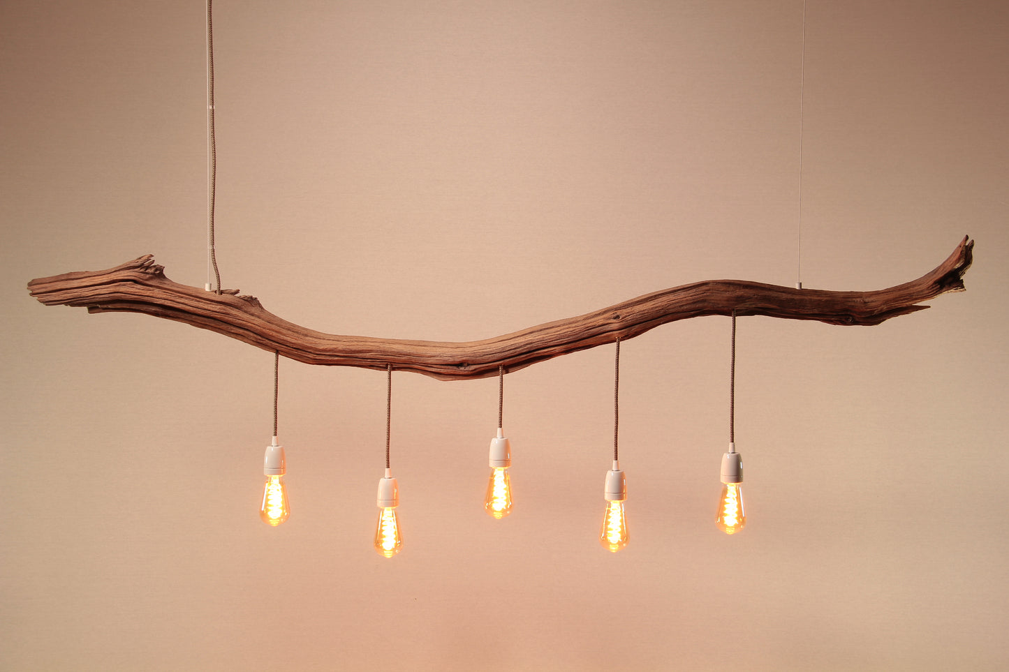 Lampe de table à manger - fait main pièce unique - 190cm branche de chêne - LED-Retro