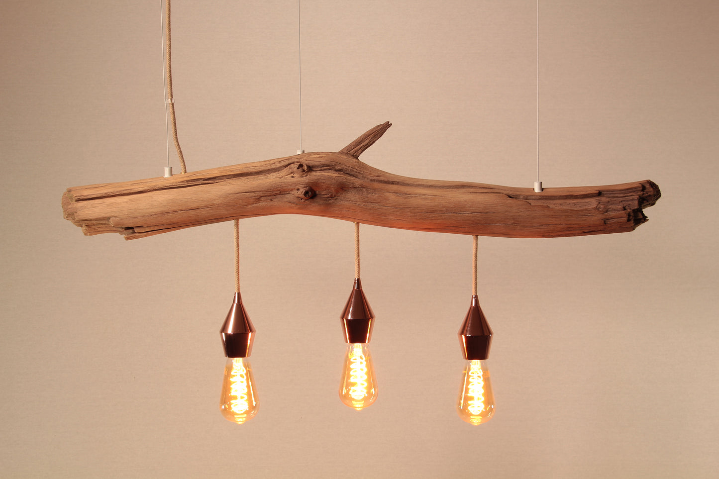 Lampe de table à manger - fait main pièce unique - 98cm branche de chêne - LED-Retro