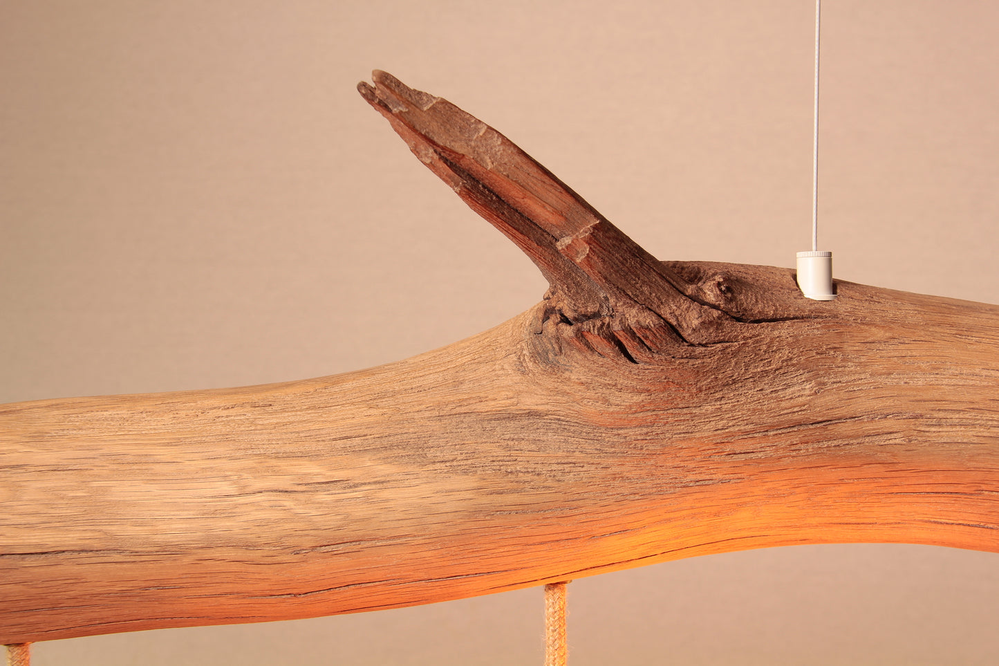 Lampe de table à manger - fait main pièce unique - 98cm branche de chêne - LED-Retro