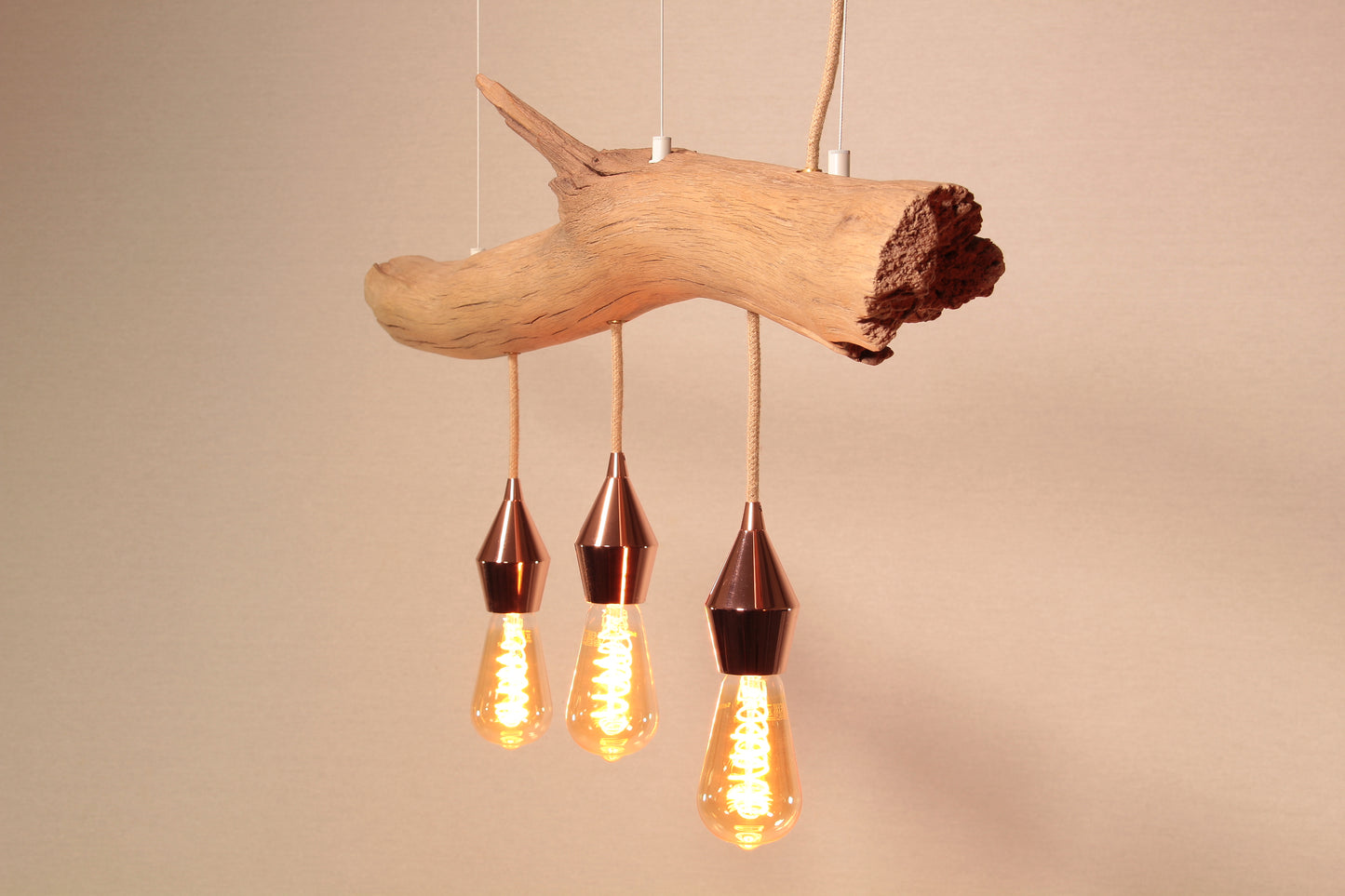 Lampe de table à manger - fait main pièce unique - 98cm branche de chêne - LED-Retro