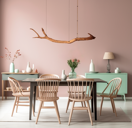 LED dining table lamp - handmade unique piece - 143cm oak branch