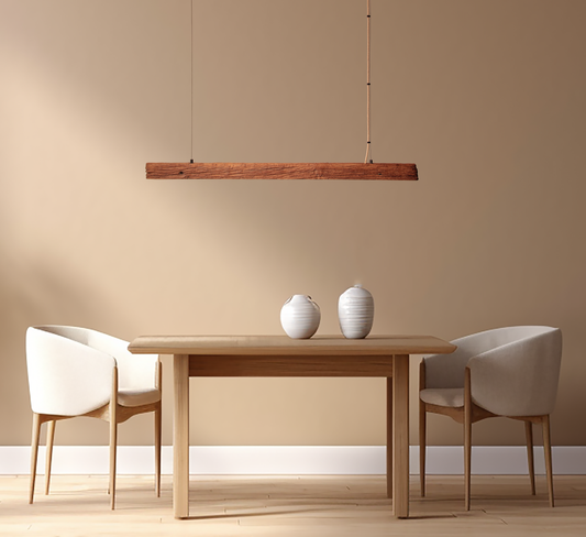 LED dining table lamp - handmade unique piece - 119cm oak beam 2