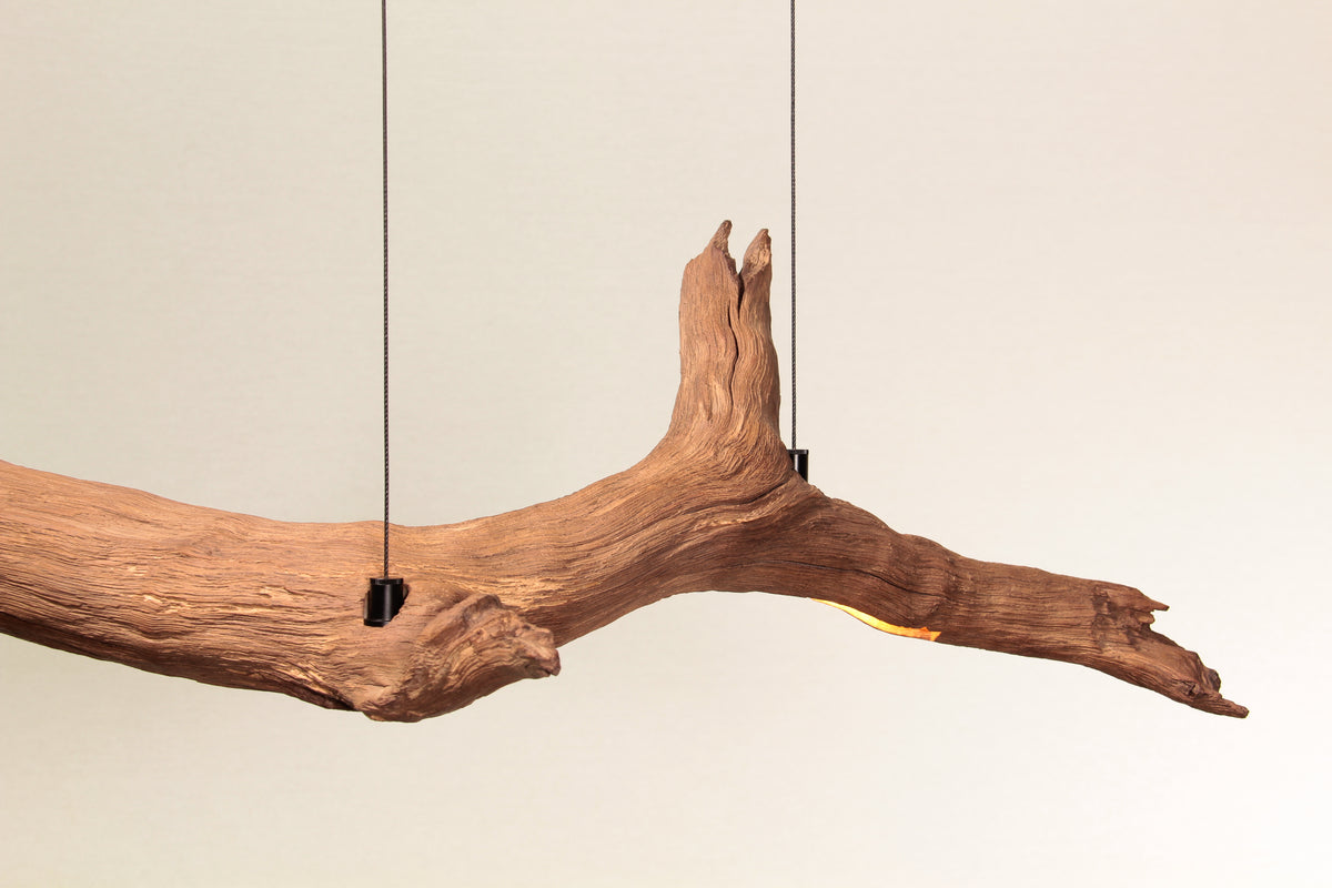 Lámpara de mesa de comedor - pieza única hecha a mano - rama de roble de 104cm