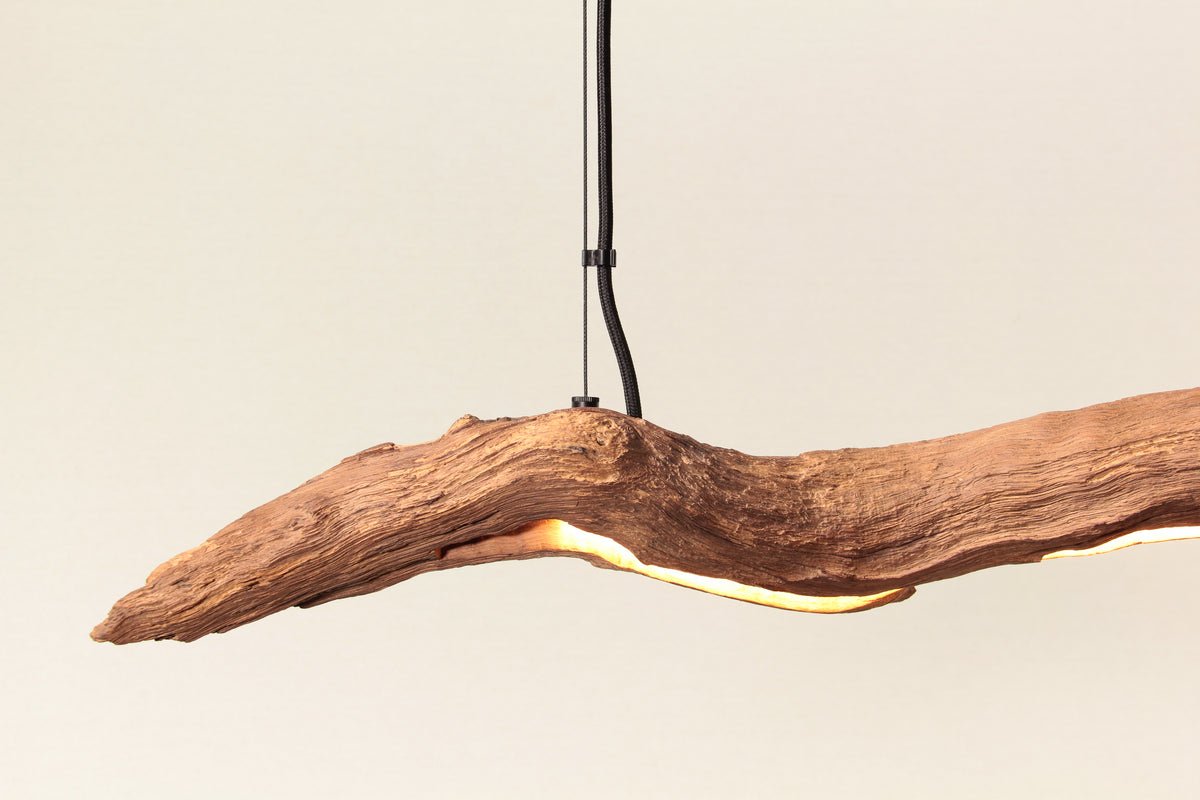 Lámpara de mesa de comedor - pieza única hecha a mano - rama de roble de 104cm