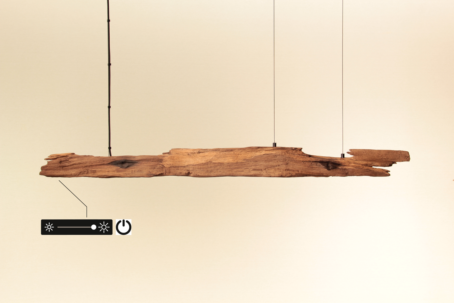 Eettafel lamp - handgemaakt uniek stuk - 123cm eiken balk