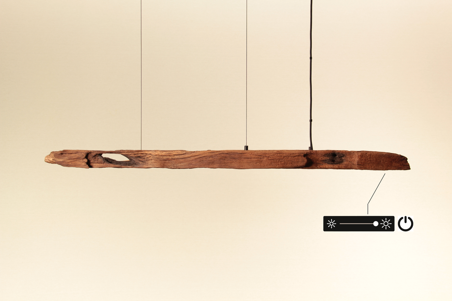 Lampe de table à manger - fait main pièce unique - 119cm poutre en chêne