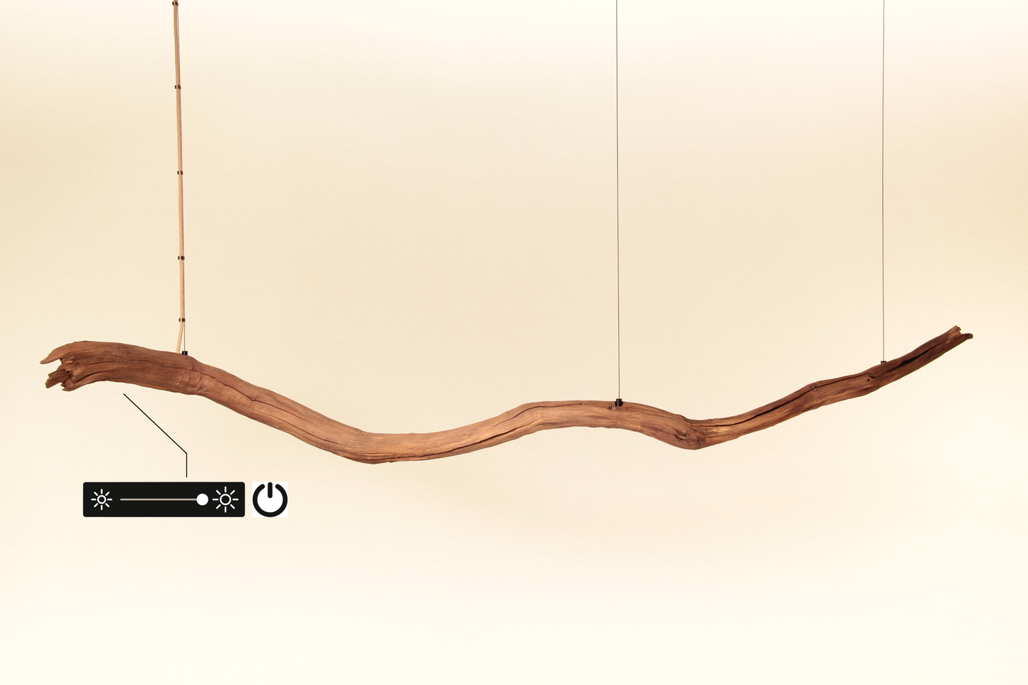Lámpara de mesa de comedor - pieza única hecha a mano - rama de roble 184cm
