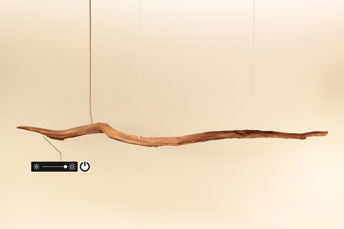 LED-Esstischleuchte - handgefertigtes Unikat - 183cm Eichenast