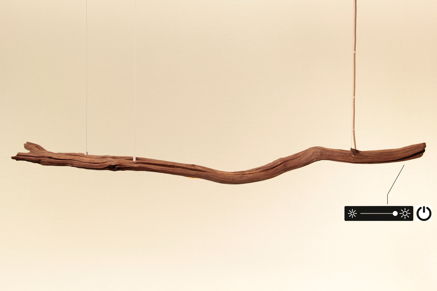 Lampada da tavolo da pranzo - pezzo unico fatto a mano - ramo di quercia di 158 cm