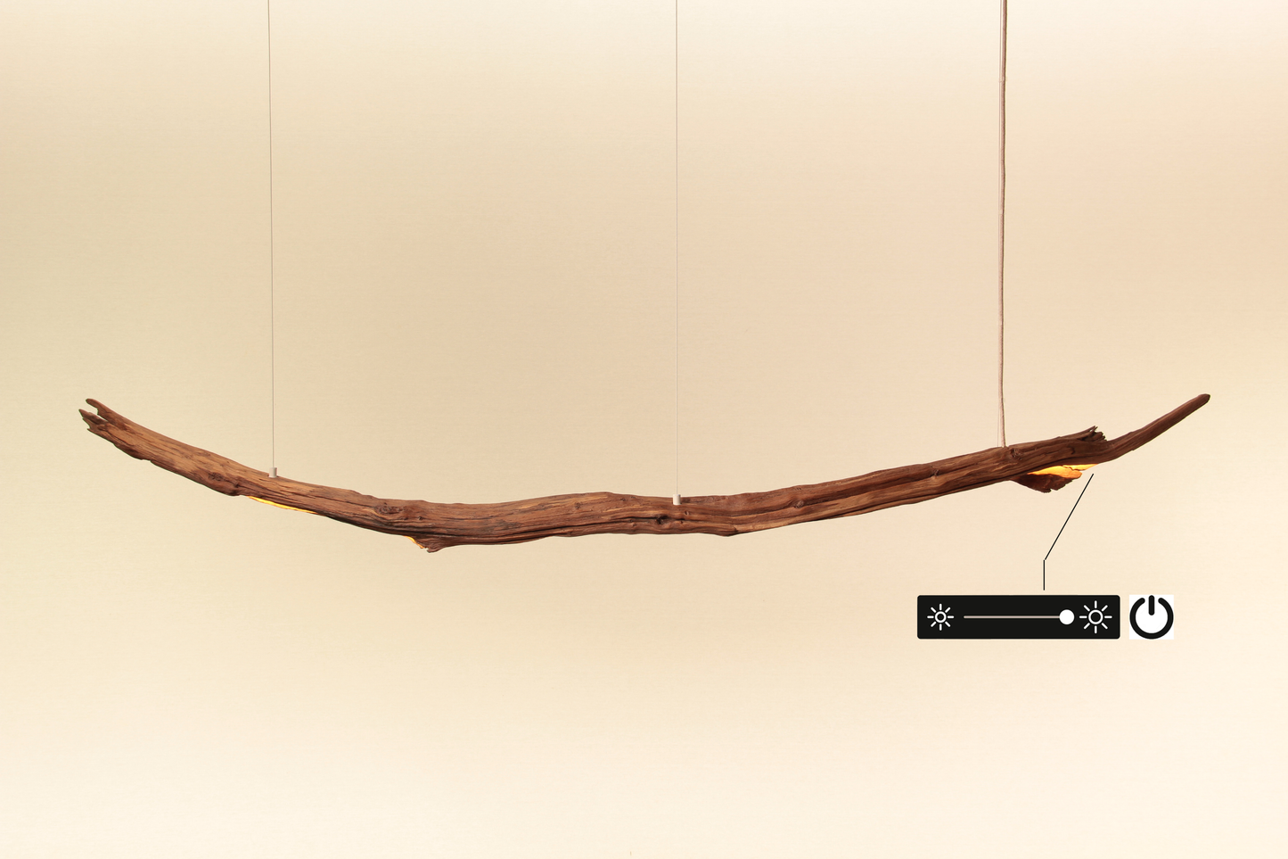 Lampe de table à manger - fait main pièce unique - 187cm branche de chêne