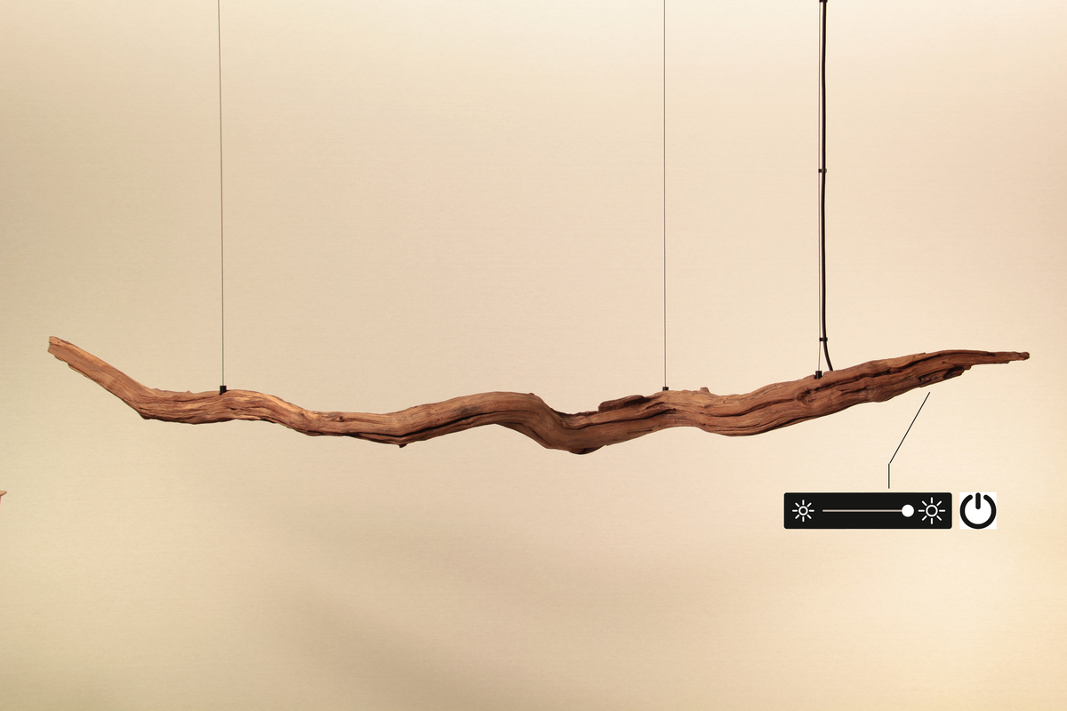 Lámpara de mesa de comedor - pieza única hecha a mano - rama de roble 176cm