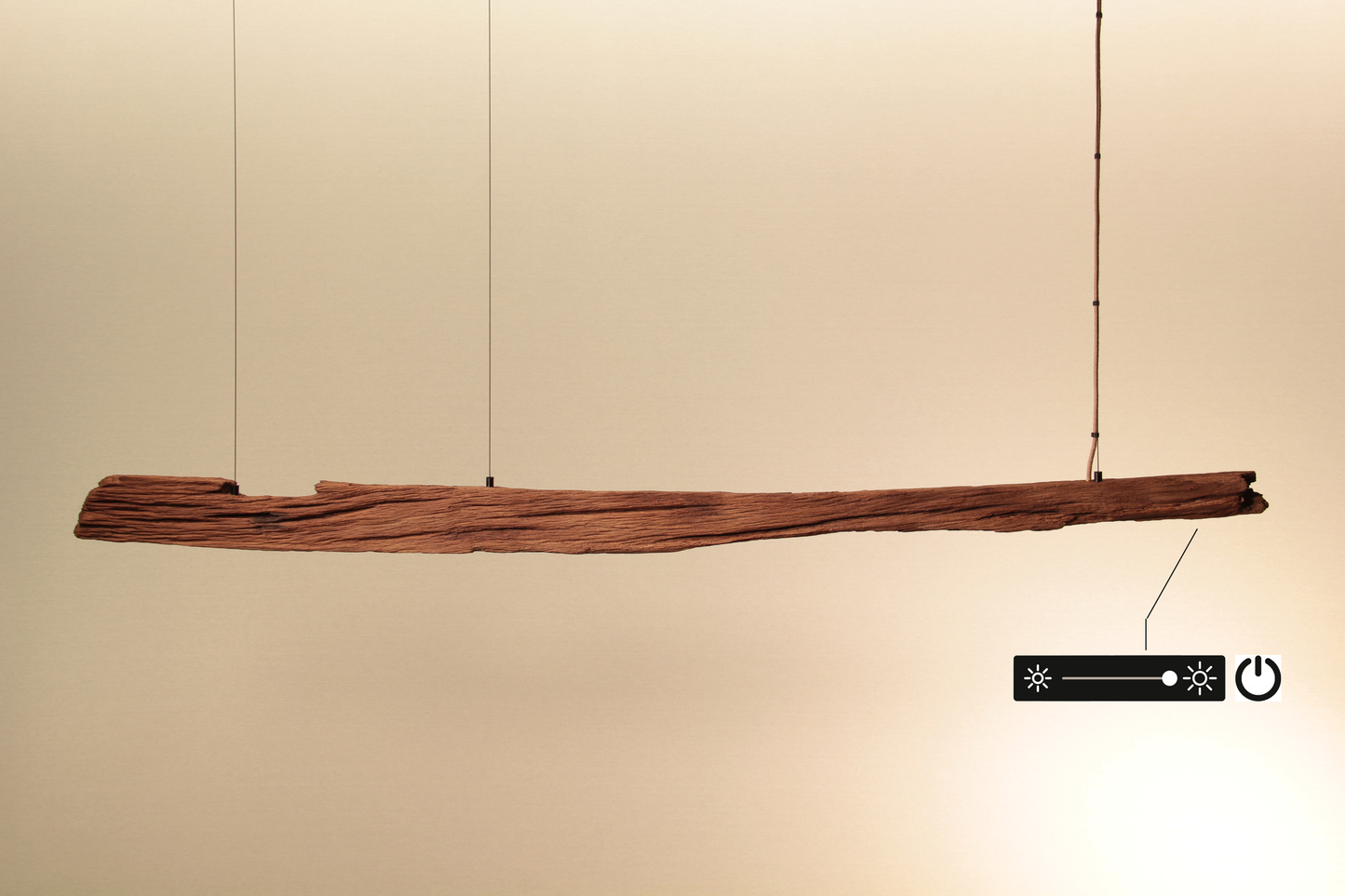 Dining table lamp - handmade unique piece - 178cm oak beam