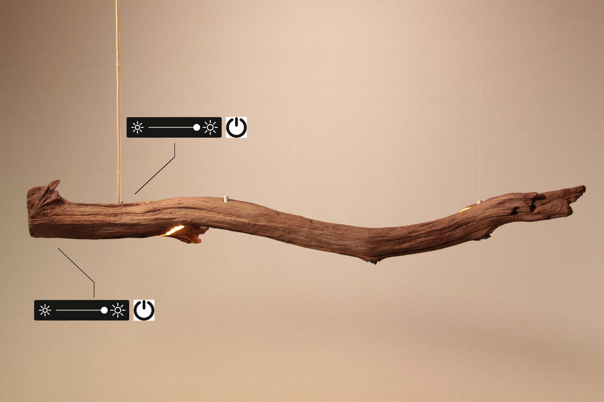 Lampe de table / bande LED / 147 cm branche de chêne