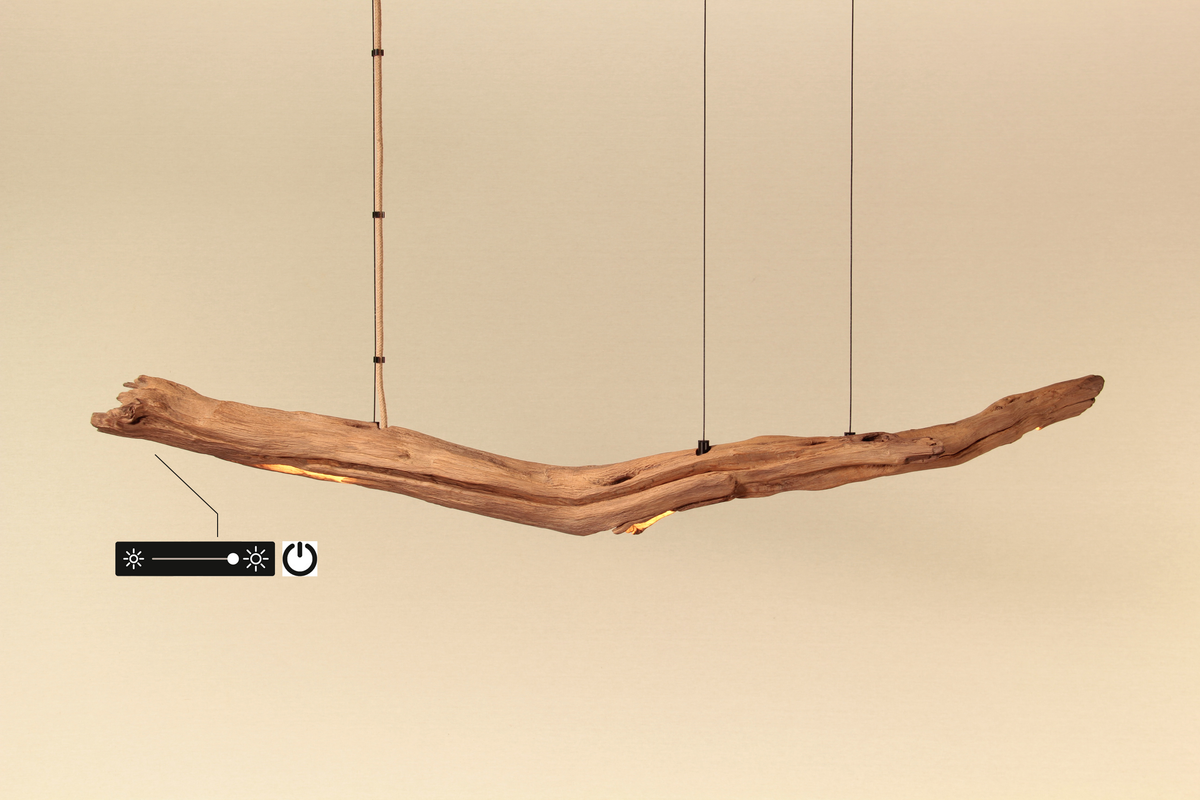 Dining table lamp - handmade unique piece - 113cm oak branch