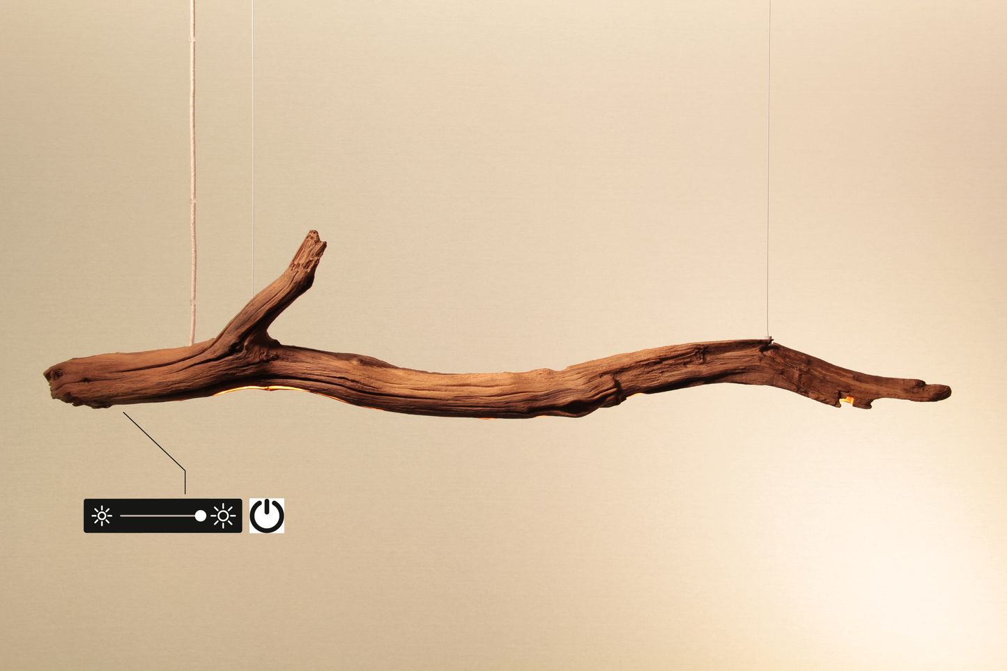 Dining table lamp - handmade unique piece - 136cm oak branch