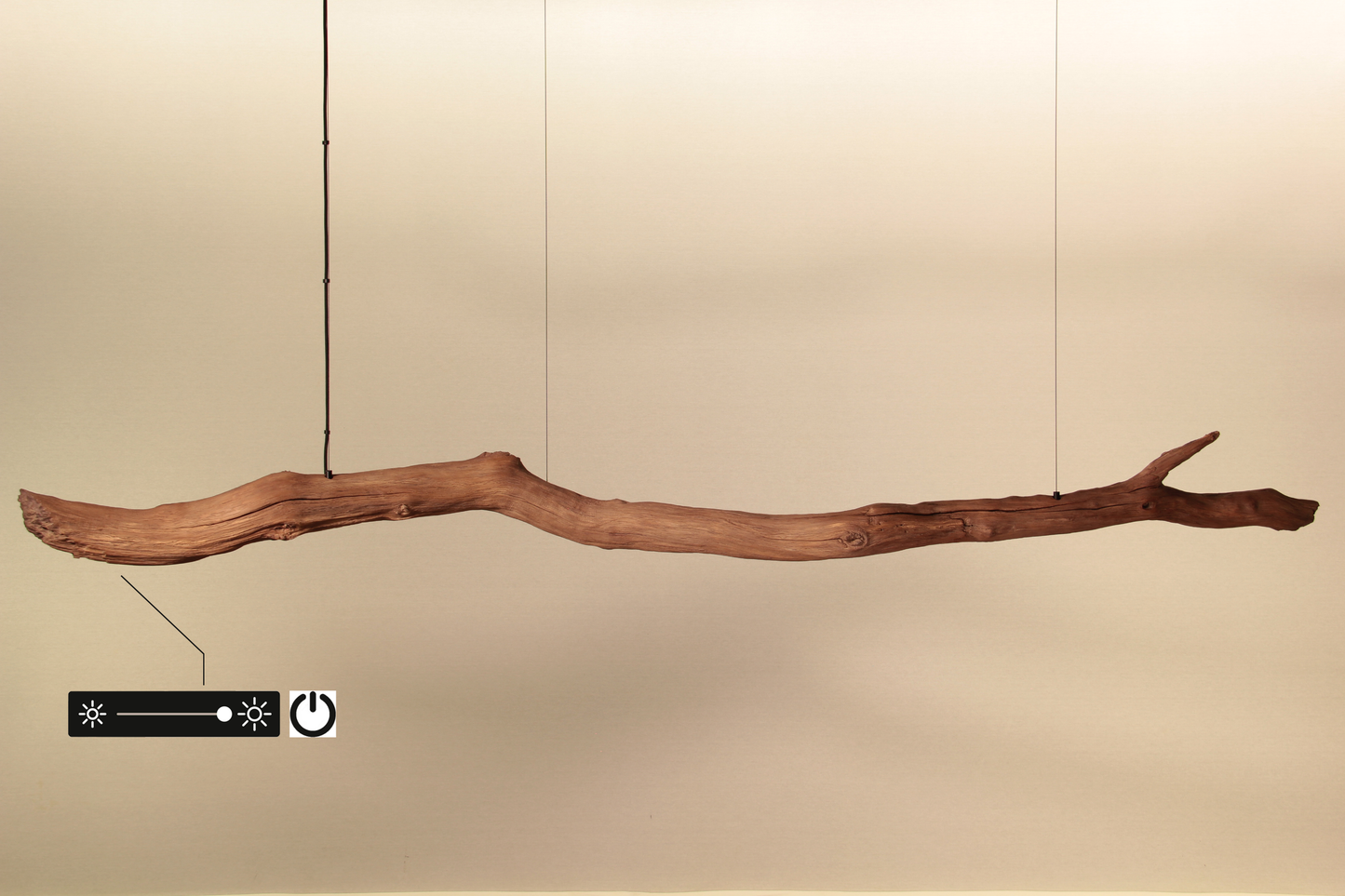 Dining table lamp - handmade unique piece - 245cm oak branch 2