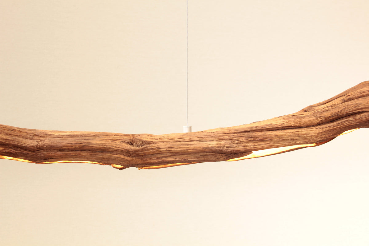 LED-Esstischleuchte - handgefertigtes Unikat - 183cm Eichenast
