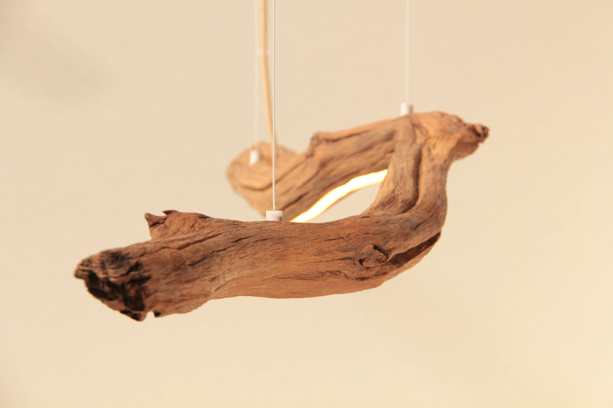 LED lampe de table à manger - fait main pièce unique - 177cm branche de chêne