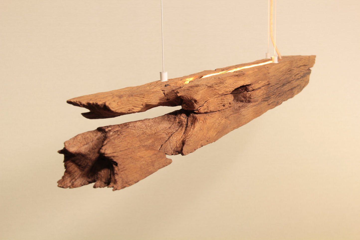 Dining table lamp - handmade unique piece - 128cm oak beam
