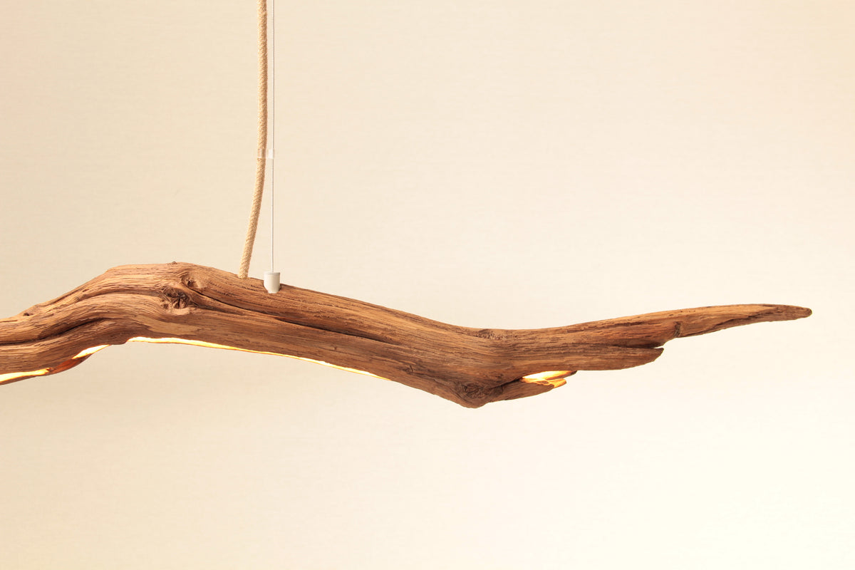 LED-Esstischleuchte - handgefertigtes Unikat - 183cm Eichenast
