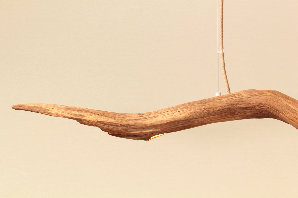 LED-Esstischleuchte - handgefertigtes Unikat - 183cm Eichenast