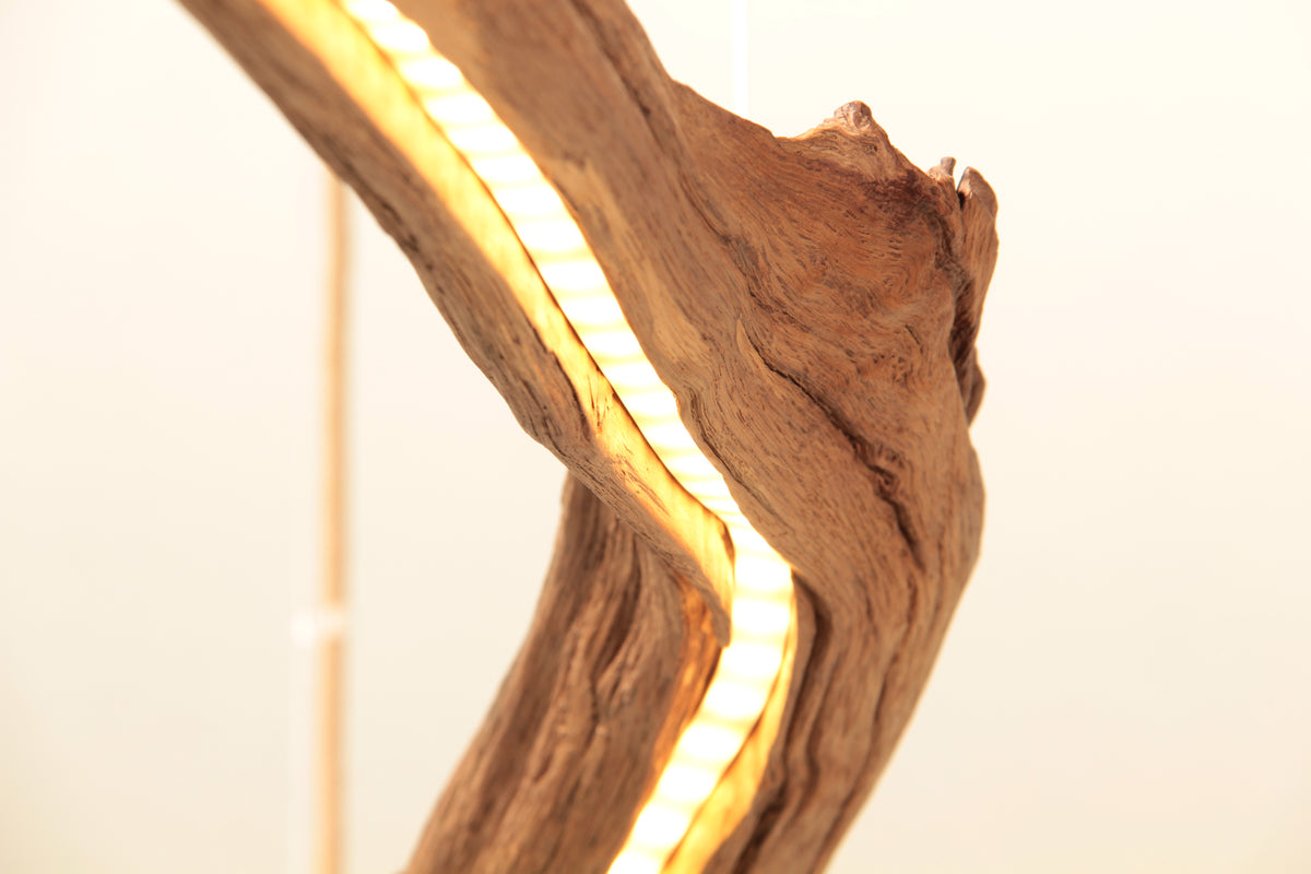 LED lampe de table à manger - fait main pièce unique - 177cm branche de chêne