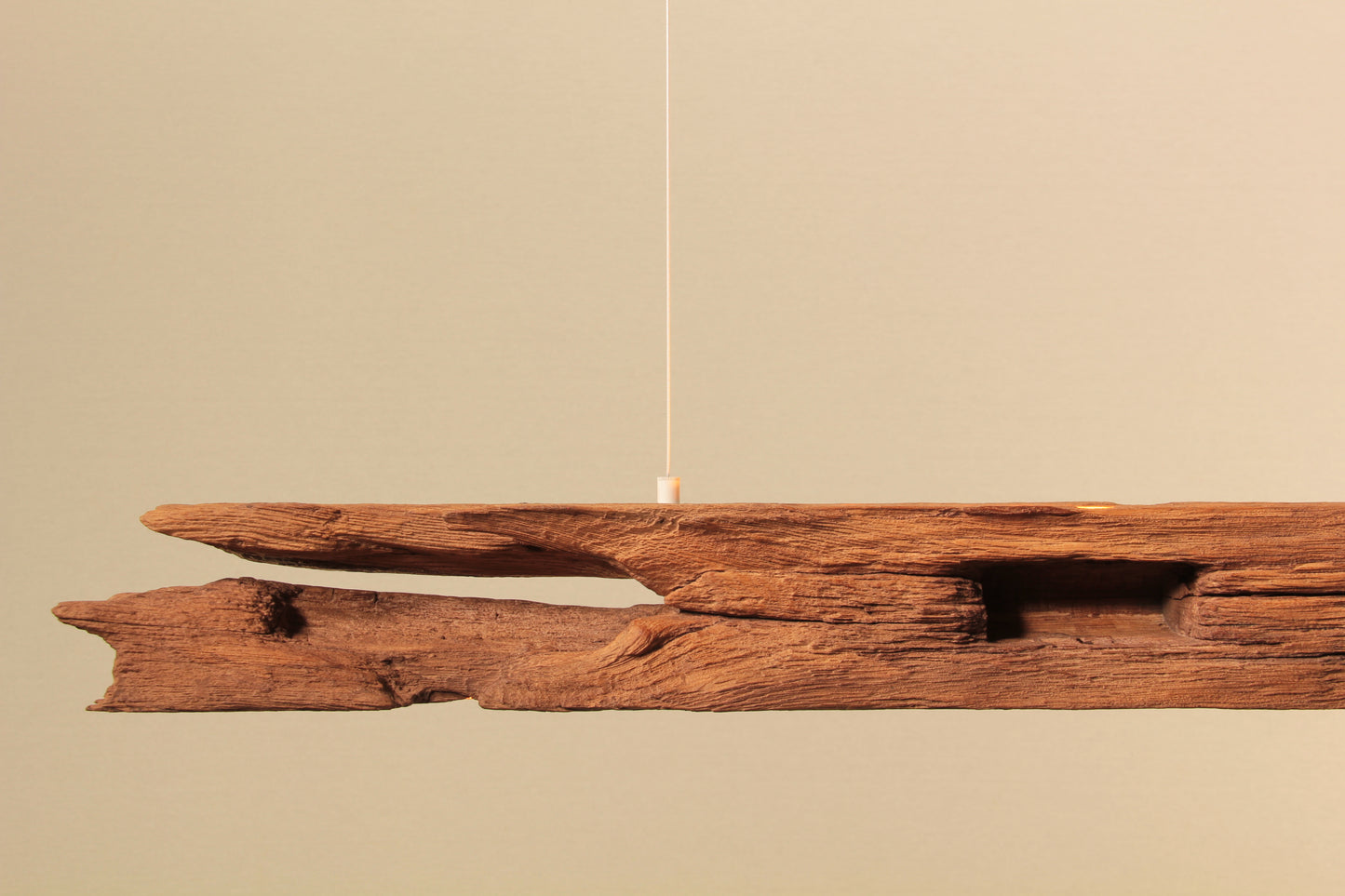 Dining table lamp - handmade unique piece - 128cm oak beam